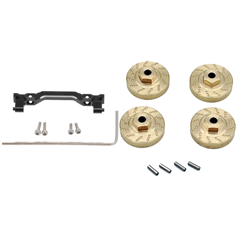 

2 комплекта радиоуправляемых запчастей для автомобиля: 1 комплект металлических креплений для переднего бампера и 1 комплект латунных колес...