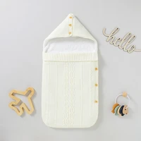 baby sleeping bags solid knitted newborn girls boys sleep sack soft toddler infant stroller wrap swaddle envelopes button autumn