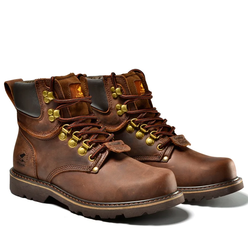 Мужские модные кожаные ботинки высокого качества рабочие для путешествий