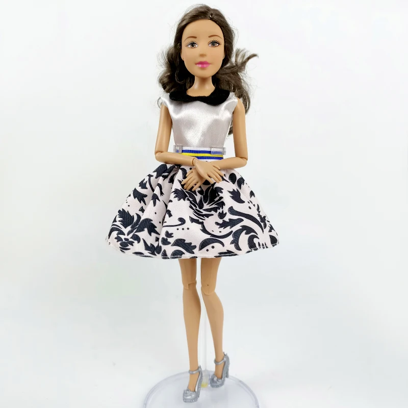 Короткое белое платье без рукавов с круглым вырезом для кукол Барби наряды 1/6 BJD