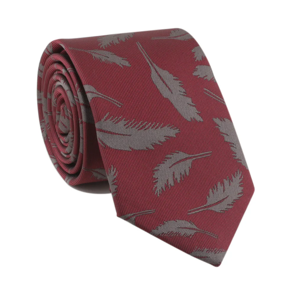 

7cm Men's Necktie Polyester Feathers Floral Jacquard Ties for Men Suit Business Wedding Dress Necktie Custom LOGO