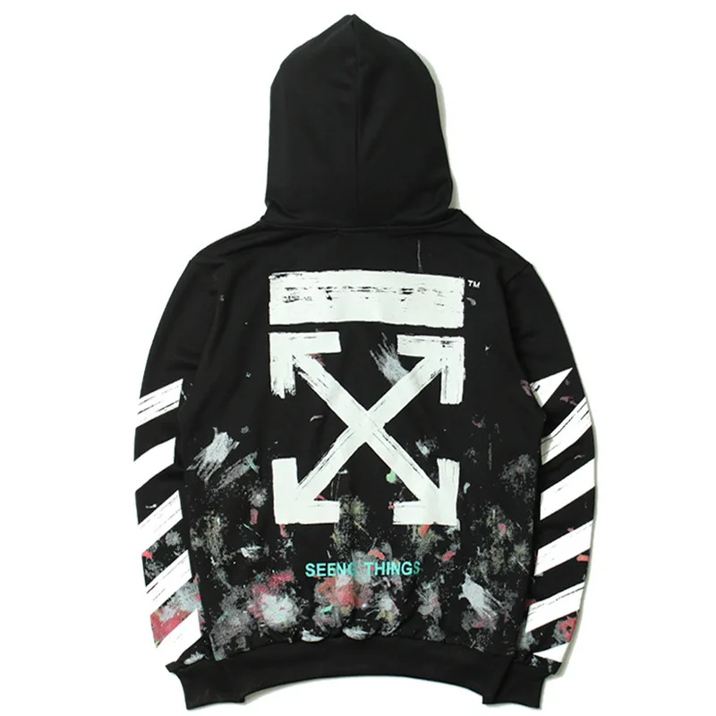 

OW OFF WHITE new street fashion brand starry sky fireworks arrow hooded sweater jacket for men and women couples