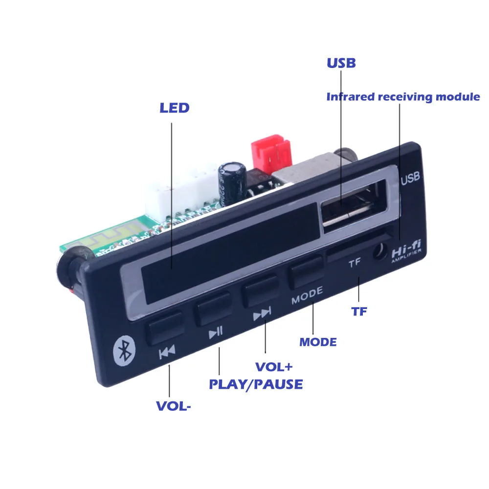 Elistooop автомобильный аудио USB TF FM радио модуль беспроводной Bluetooth 5V 12V MP3 WMA декодер