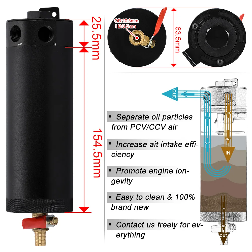 LZONE Универсальный алюминиевый баллон с 2 портами масляный бак фильтром для