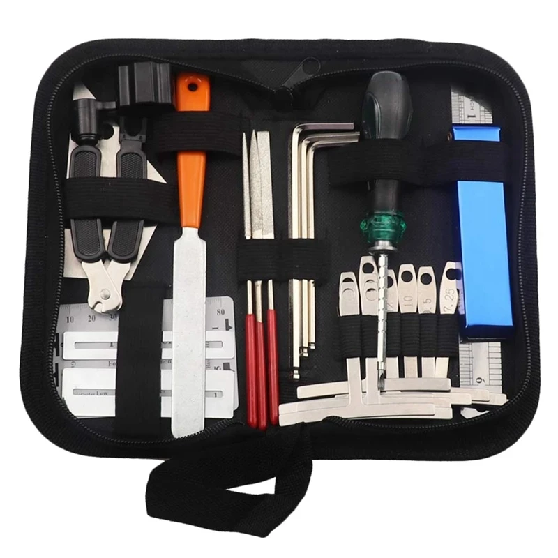 

Guitar Tool Kit Repairing Maintenance Tools String Organizer String Action Ruler Gauge Measuring Tool Hex Wrench Set Files Fin