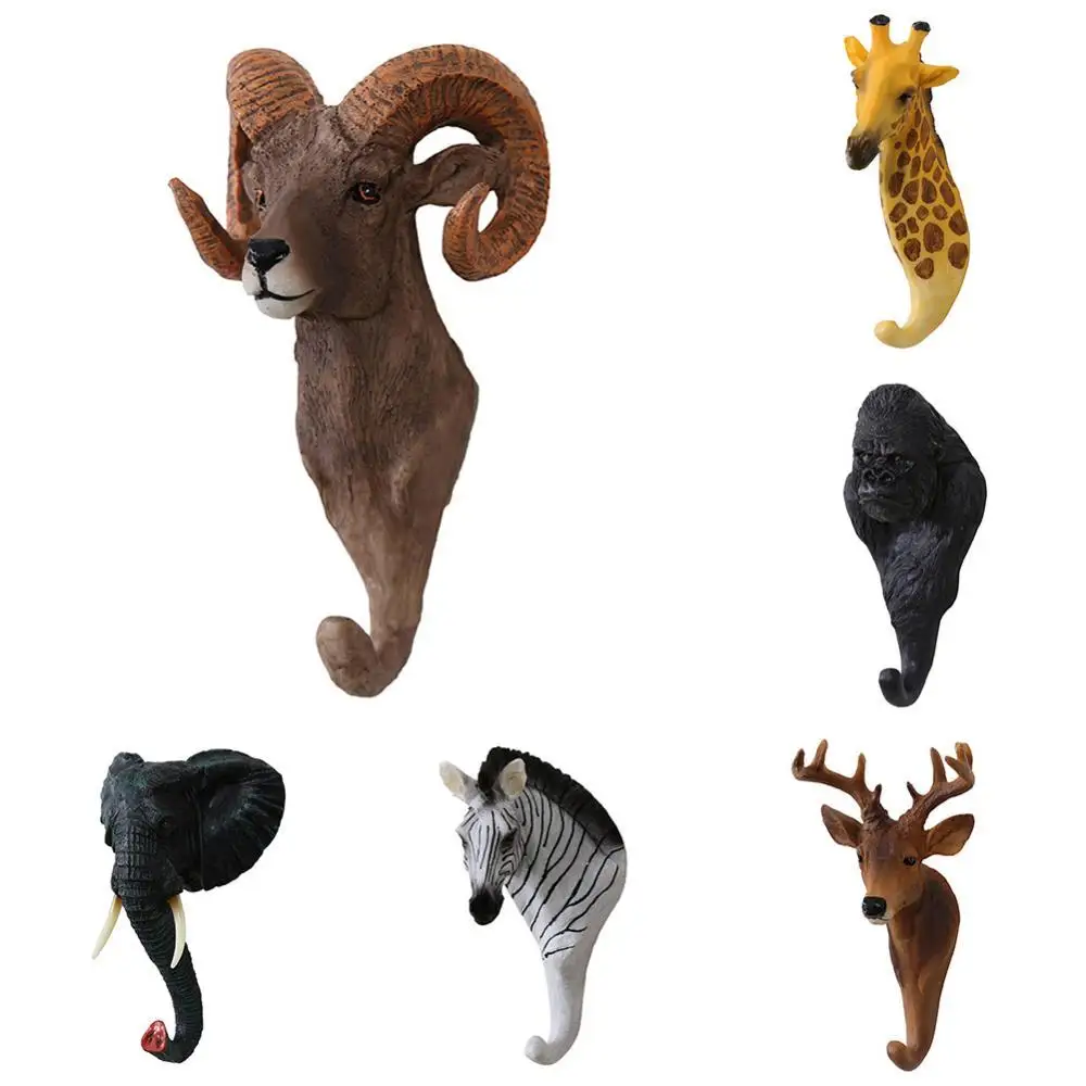 

Elephant Giraffe Zebra Head Wall Hook Hanger Bag Keys Clothes Holder Home Decor