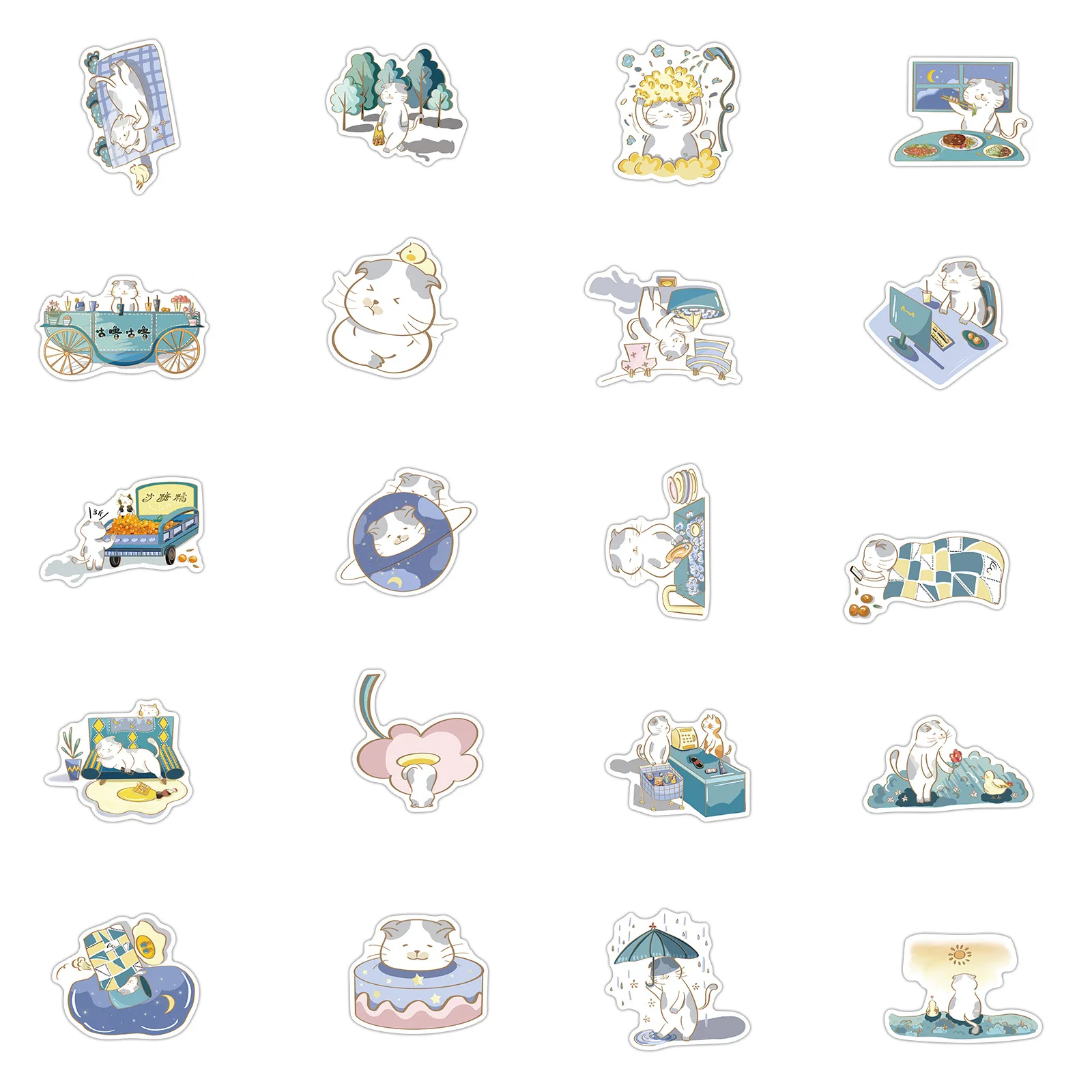 

10/30/50PCS Creative Cute Cartoon Pet Cat Graffiti Hand Account Decoration Luggage Decoration Waterproof Sticker Toy Wholesale