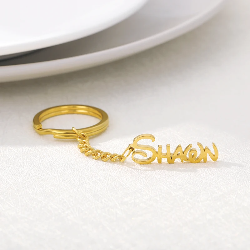 

Custom Engraved Keychain For Women Logo Name Stainless Steel Personalized Jewerly Gift Customized Anti-lost Keyring Key Chain