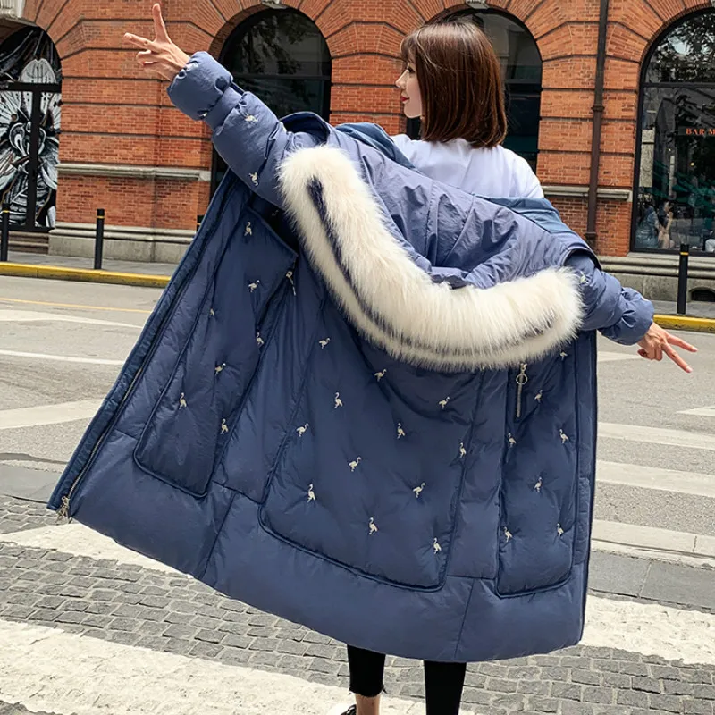 Neploe Bf Abrigos Mujer Inverno Толстое Зимнее пальто для женщин темперамент макси свободные тонкие вышитые Casaco Feminino 46374