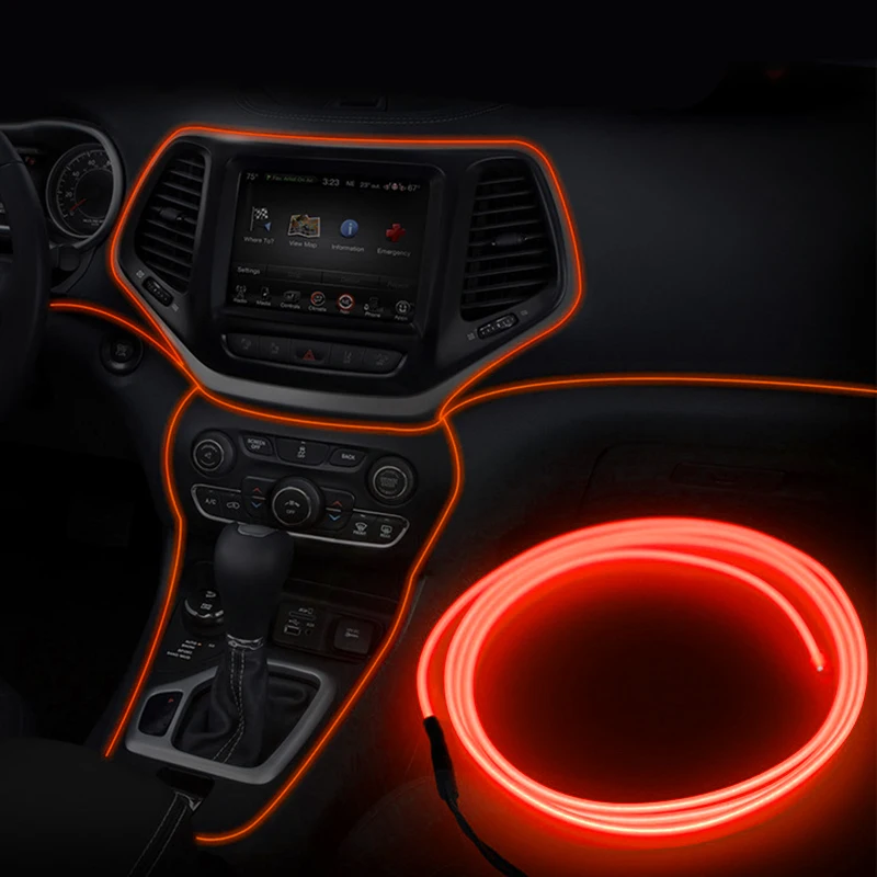 07 5m car interior accessories atmosphere lamp EL cold light line with USB DIY Decorative Dash board Console Door LED Ambient Light - Название цвета: 07