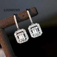 luowend 18k white gold earrings women engagement drop earrings 0 8 ct certified real natural diamond earring customize design