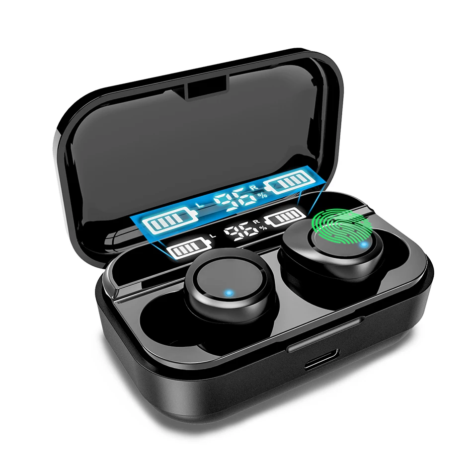

TWS Bluetooth 5.0 Earphones Wireless Headphones Sport Earpiece Mini Headset Stereo Sound In Ear IPX7 Waterproof Power Display