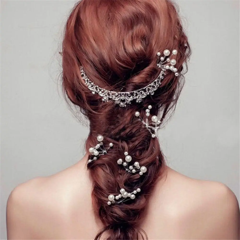 

Women U-shaped Pin Metal Barrette Clip Hairpins Simulated Pearl Flower Bridal Tiara Hair Accessories Wedding Hairstyle Tools New