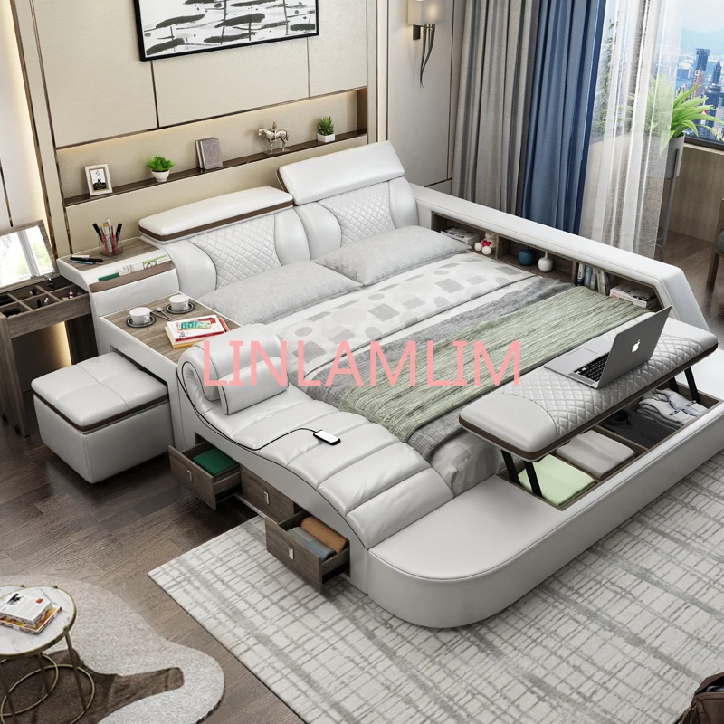 

Linlamlim Tech Smart Bed Frame Multifunctional Massage Camas Ultimate Lit Tatami Muebles De Dormitorio Upholstered Cama De Casa