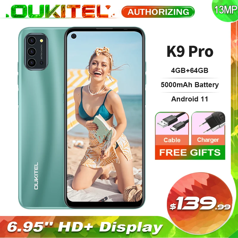 Смартфон OUKITEL K9 Pro 6 95 дюйма 4 + 64 ГБ Восьмиядерный процессор Helio A25 задняя камера 13 МП