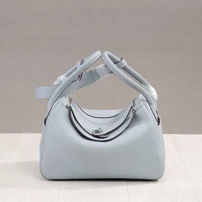 MZORANGE New classic genuine leather women handbags Fashion Lady shoulder bags nineteen color Casual Tote crossbody bag - Color: Blue linen