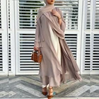 Однотонная открытая абайя кимоно Дубай турецкий мусульманский кардиган Abayas платья для женщин повседневный халат мусульманская одежда