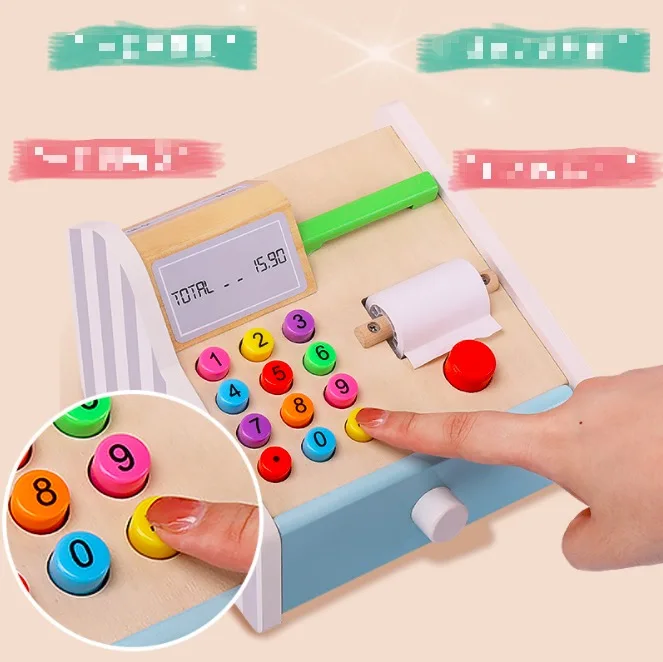 Ролевые игры ролевые игрушки Монтессори деревянный кассир игрушка стимуляция