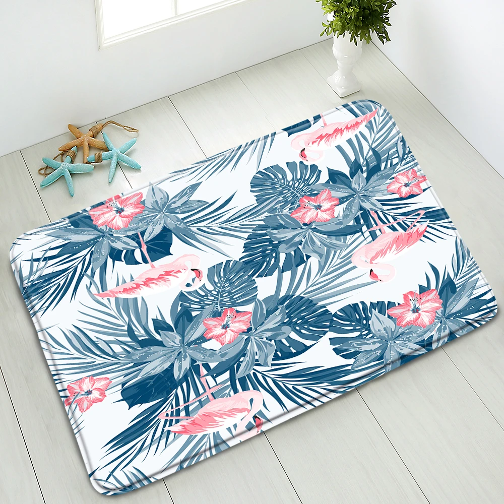 Противоскользящий коврик для ванной фланелевый впитывающий ковер с зелеными