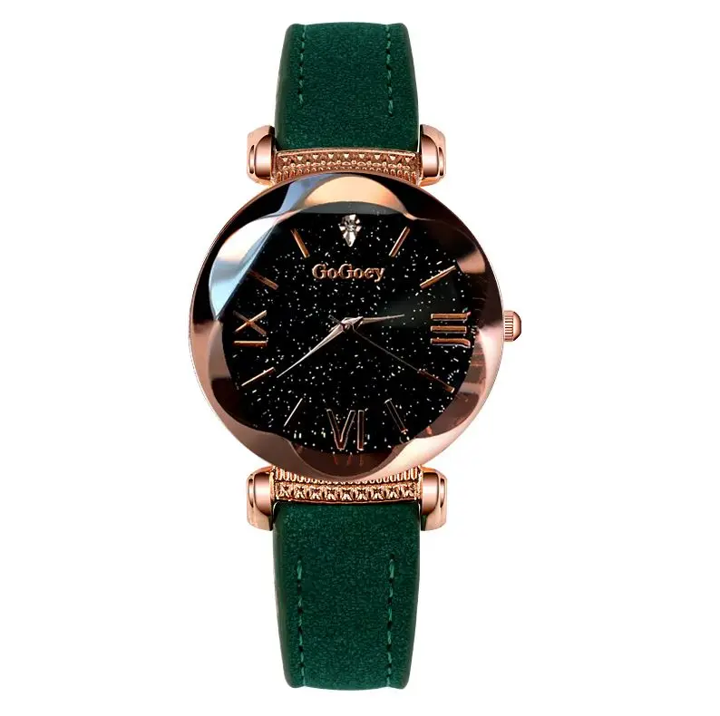 green Женские часы Gogoey часы женские часы Звездное небо часы для женщин montre femme reloj mujer horloges vrouwen - Цвет: green