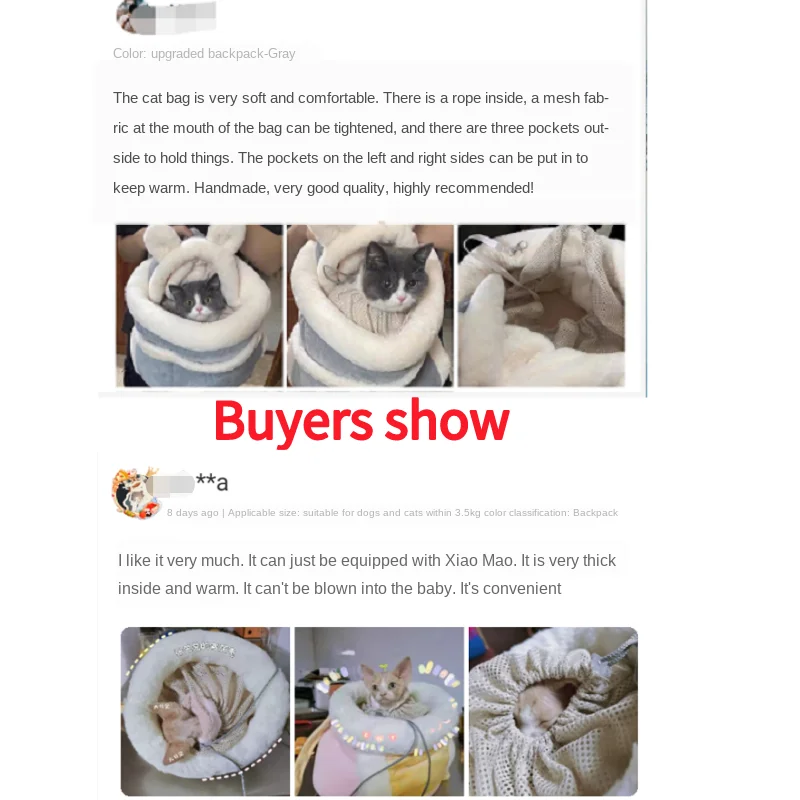 

Carrier For Cat Pet backpack Cat bag Soft Thick and Warm Winter Outdoor Backpack Handmade limited Edition
