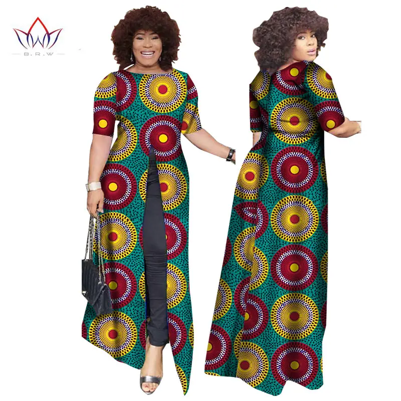 Африканский dashiki африканских платья повседневные Прямые сплит печати Африканский принт хлопок Одежда Сорочка африканского Femme brw WY852 - Цвет: 21