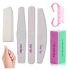 Пилки для ногтей 6 шт.набор, аксессуары для дизайна ногтей, шлифовальные ленты, щетки для удаления пыли от ногтей