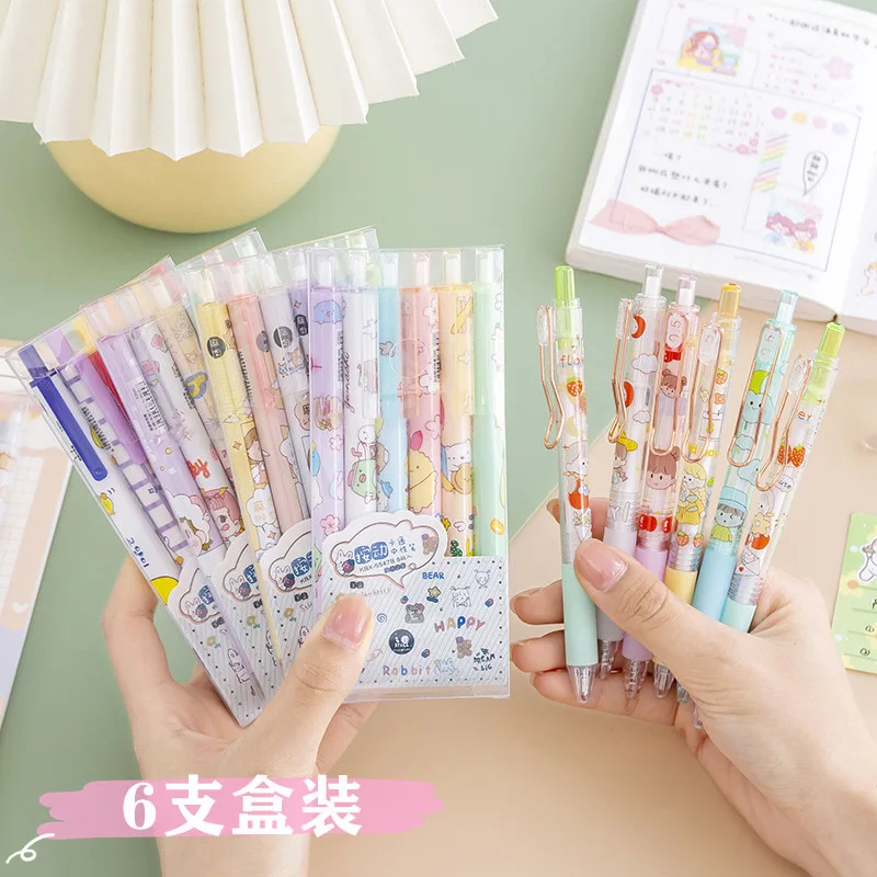 Creative Ins Cute Press Gel Pen Set Student Black Stationery 6 Boxed | Канцтовары для офиса и дома