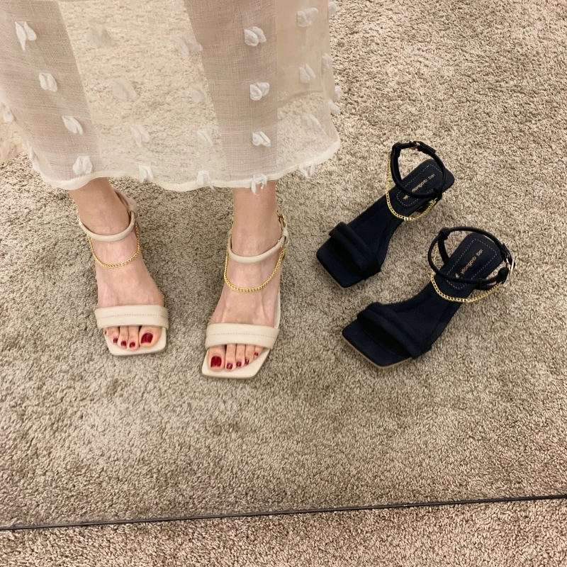 

DLEK Sandals for Women Ladies Chain 2021 New Fashion Back Strap Female Shoes Open Toe Party Summer Cool Woman Shoe