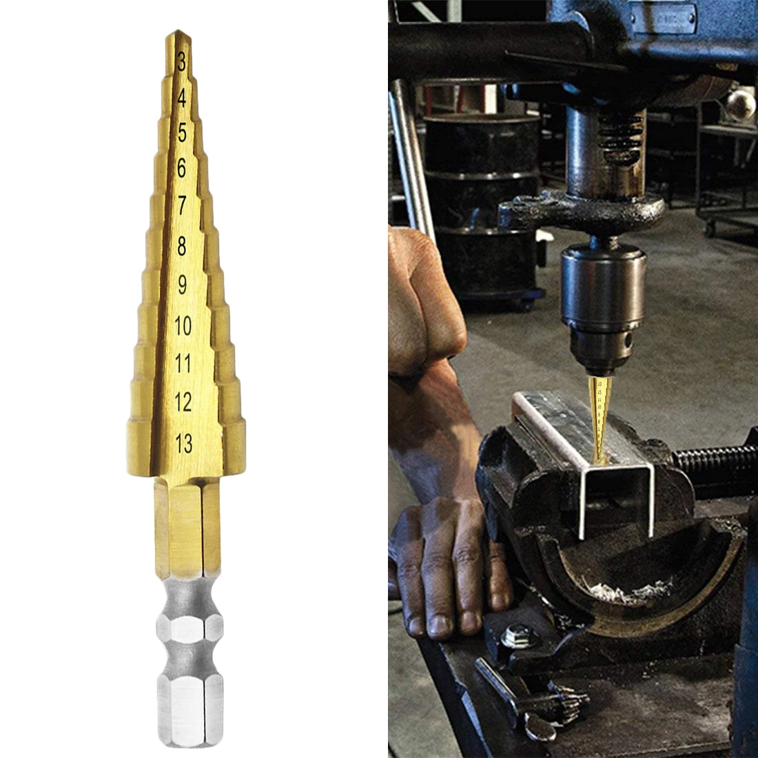 

Step Drill Bit Set Hss Cobalt Multiple Hole Cobalt Titanium Conical Carbide Drill Perforator Hole Cutter Tool