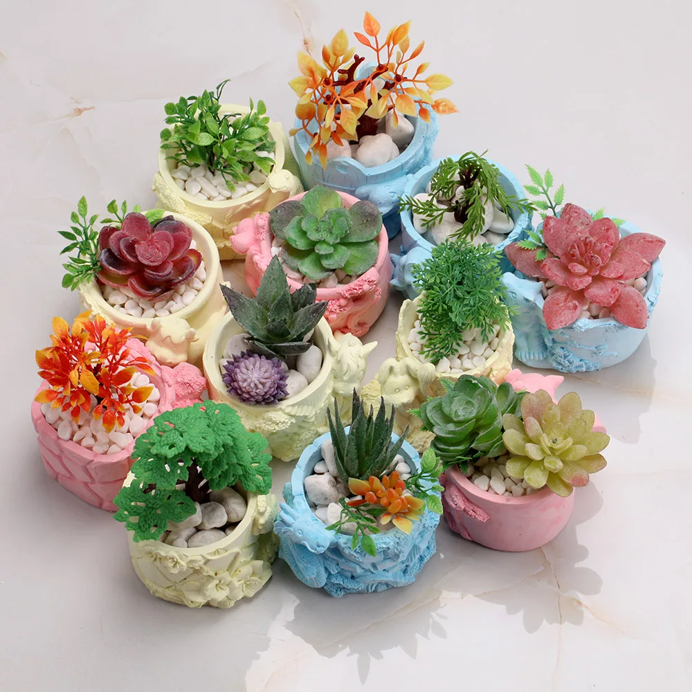 

3D Lucky Mouse Cement Mold Flower Pot Concrete Mould Silicone Handmade Craft Tool