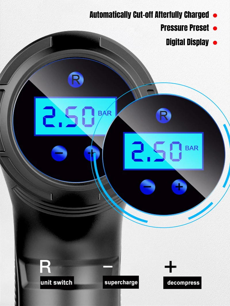 Портативный автомобильный насос для накачки шин беспроводной Перезаряжаемый