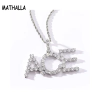 mathalla 3mm zircon letter pendant ice out cubic zirconia custom letter necklace hip hop mens and womens jewelry gifts