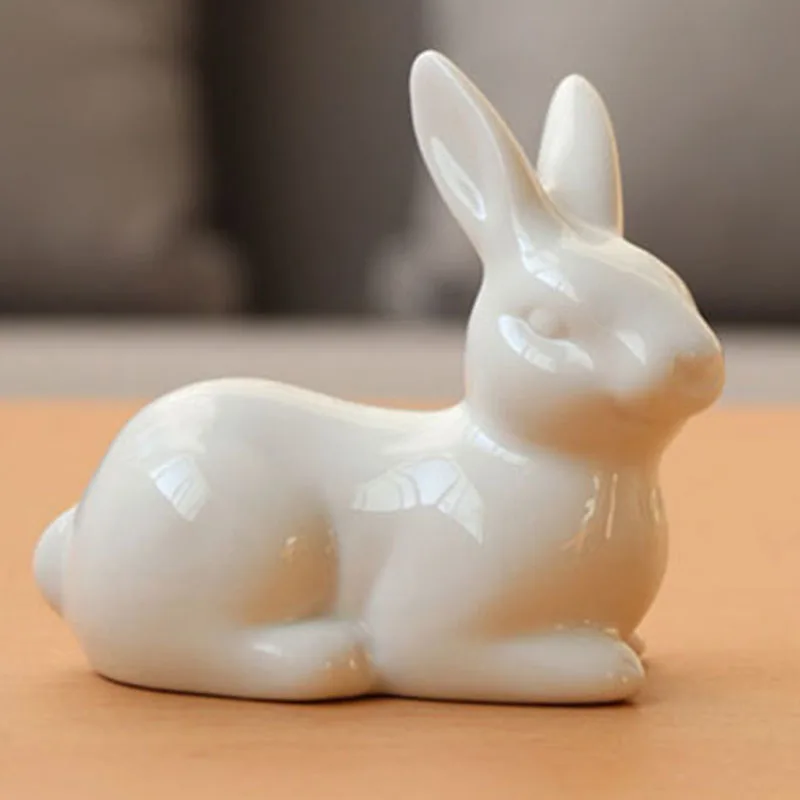 Керамические милые фигурки белого кролика фарфоровый стол украшение для дома