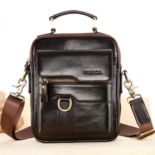 Genuine Leather Business Briefcase Men Travel Shoulder Messenger Bags Male Document totes Handbags double zipper