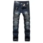 2022 осень весна мужские рваные уличные хип-хоп панк стрейч джинсы для велосипеда трендовые рваные прямые джинсовые брюки