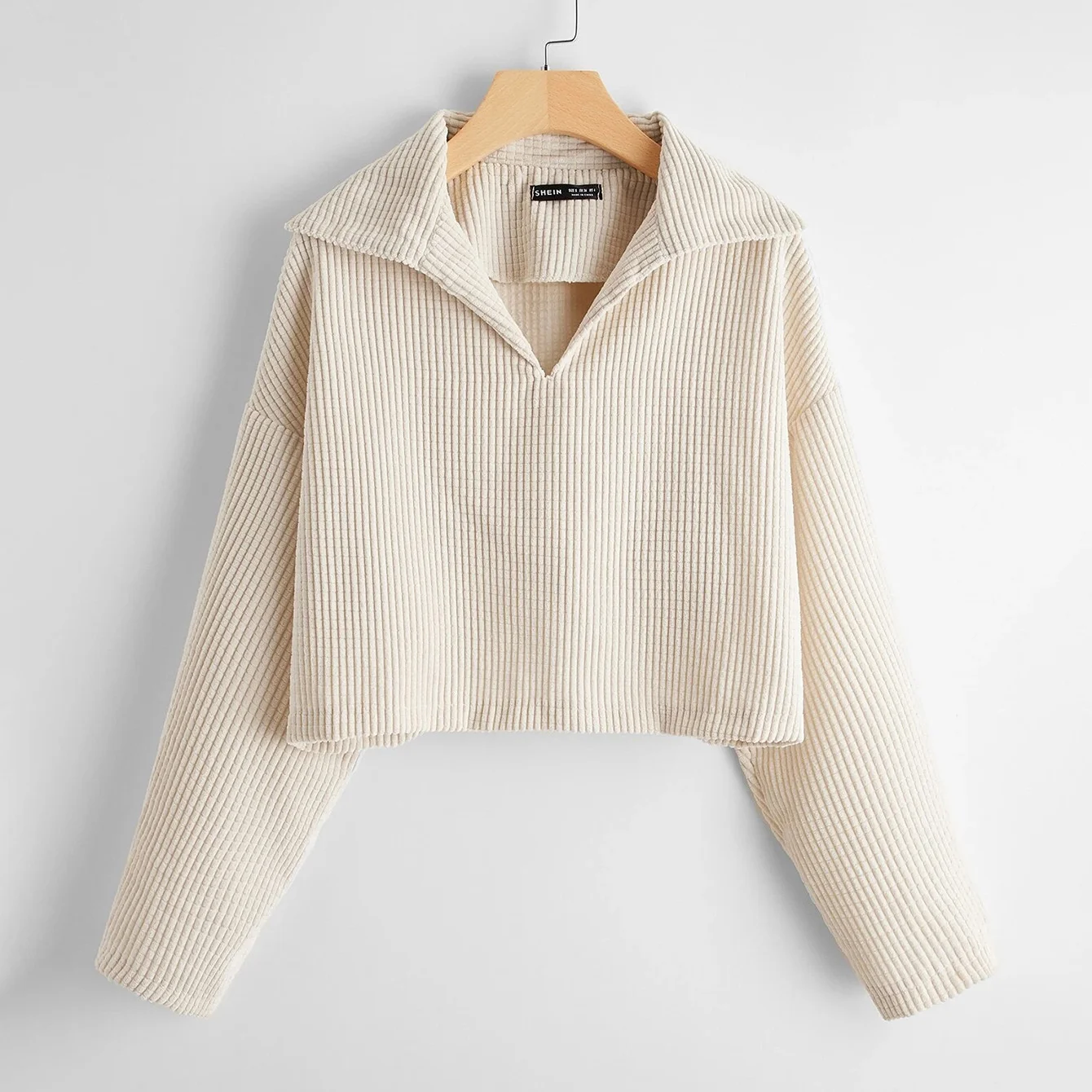 

WPullover polo collar with leaky navel bottom T-shirt drop shoulder waffle notched knitting short sleeve T-shirt