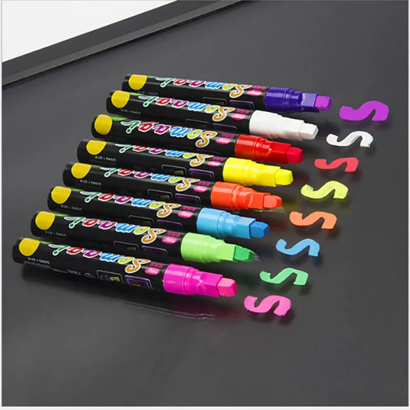 8 цветов доска Стекло Жидкий Мел маркер флуоресцентный для рисования неоновые
