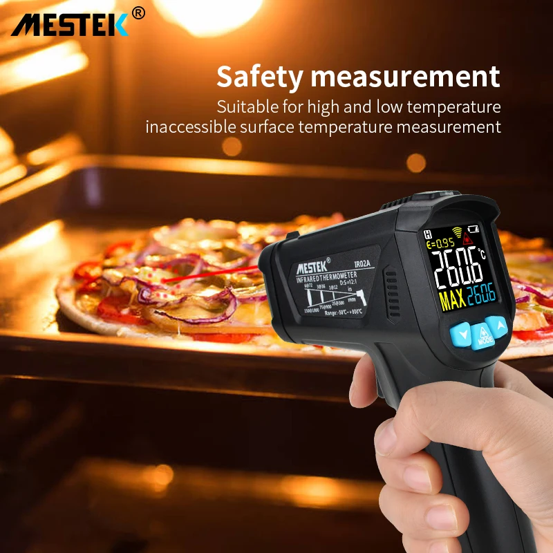 

MESTEK Infrared Thermometer Non-Contact Temperature Meter Gun Handheld Digital LCD Outdoor Laser Pyrometer IR Thermometer IR02B