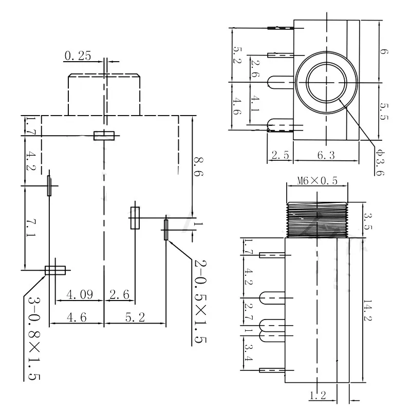 YYT 10 шт. 5 Pin 3 мм стерео аудио разъем PCB панель крепление для наушников с гайкой PJ 324M