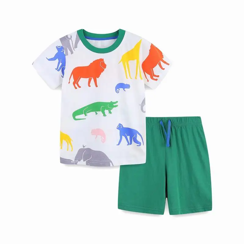 

TUONXYE Summer Children's Clothes For Boy Cartoon Animals T Shirt+Pants Kids Short Sleeve Clothing Set Teens Sport Tracksuit