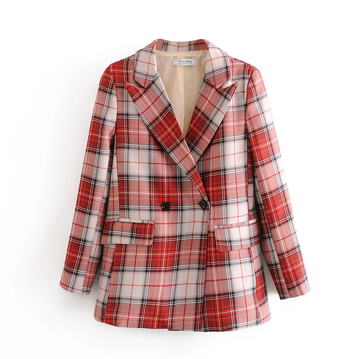 

Women Retro Preppy Style Red Pattern Lapel Blazer Plaid Blazer Women Blazers Woman Jacket Suit Blazer Girls Blazer Office Lady