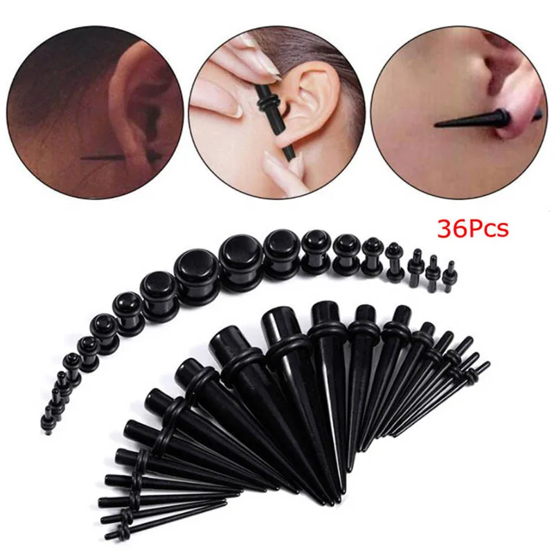 Розовые акриловые ушные калибры 36 шт. конусный туннельный расширитель заглушки