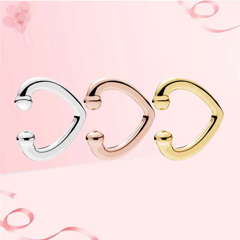 

Женские серьги-Клипсы из серебра 925 пробы, с открытым сердцем