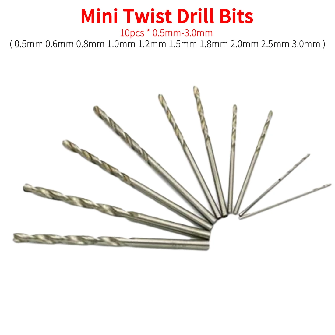 Набор спиральных Сверл из быстрорежущей стали 10 шт. мини Высокоскоростная Белая