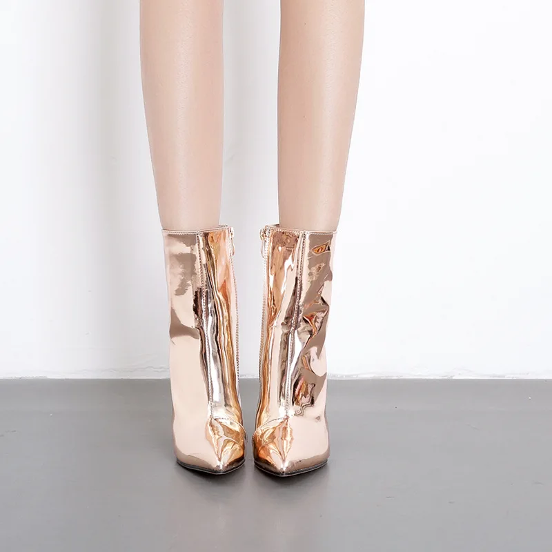

Autumn and patent leather bright face pointed winter new high heeled boots women's boots