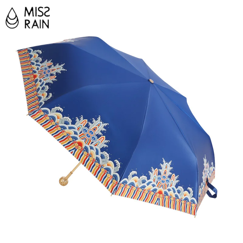 Женский складной зонт MissRain с золотой ручкой креативный Компактный Зонт золотыми