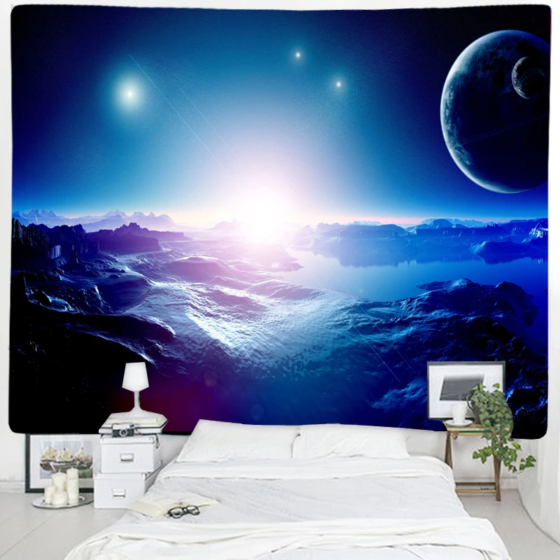 

Earth World View 3D Bedroom Tapestry Science Fiction Decoration Wall Cover Picnic Blanket Wall Tapestry
