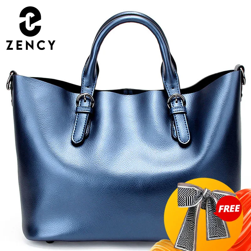 Zency 100% натуральная кожа мягкая модная женская сумочка роскошная Золотая