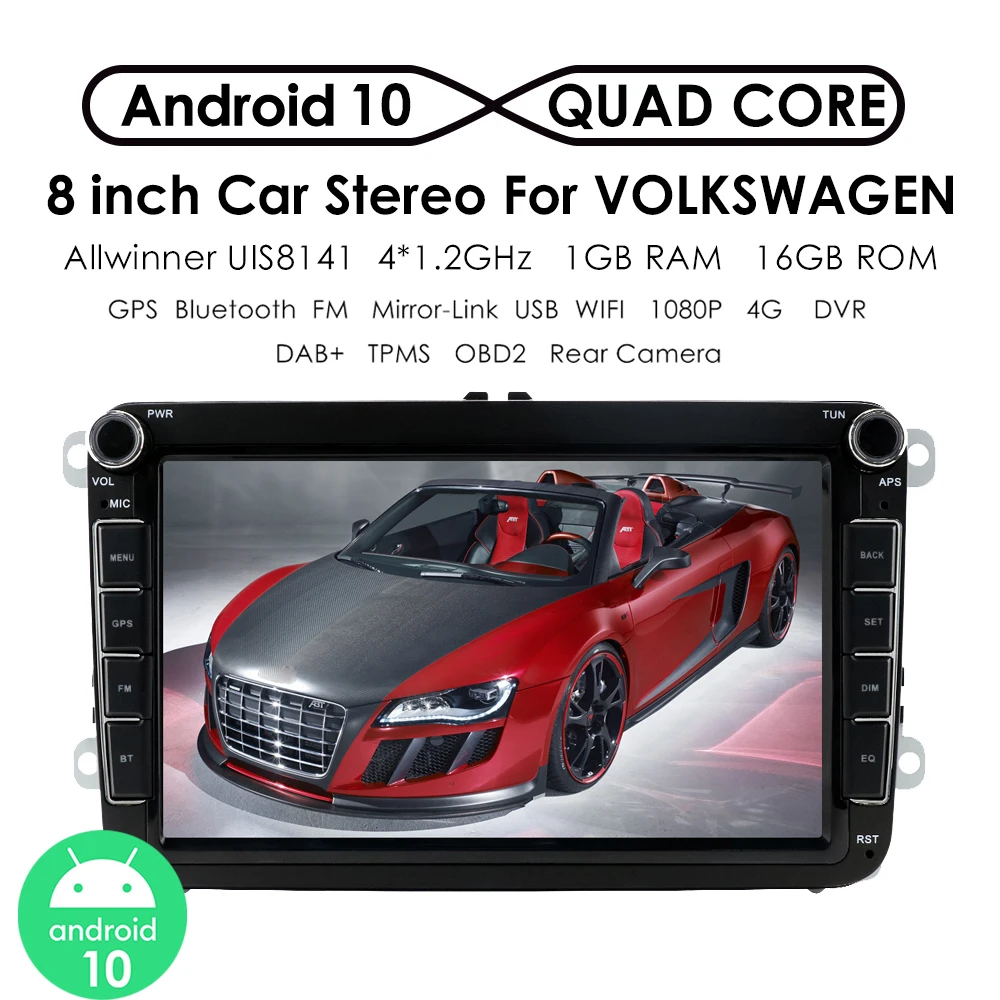 Автомагнитола 2 Din на Android 10 ГБ + 16 мультимедийный плеер с GPS стерео для Volkswagen Skoda Seat